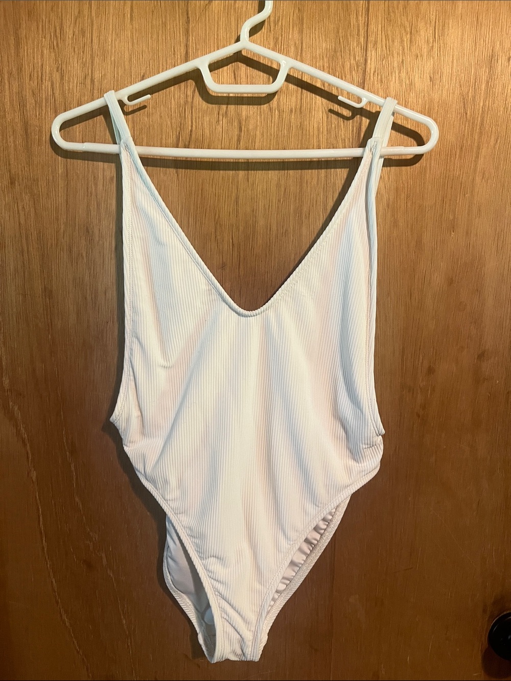 Nasty Gal White Ribbed One-Piece Swimsuit
